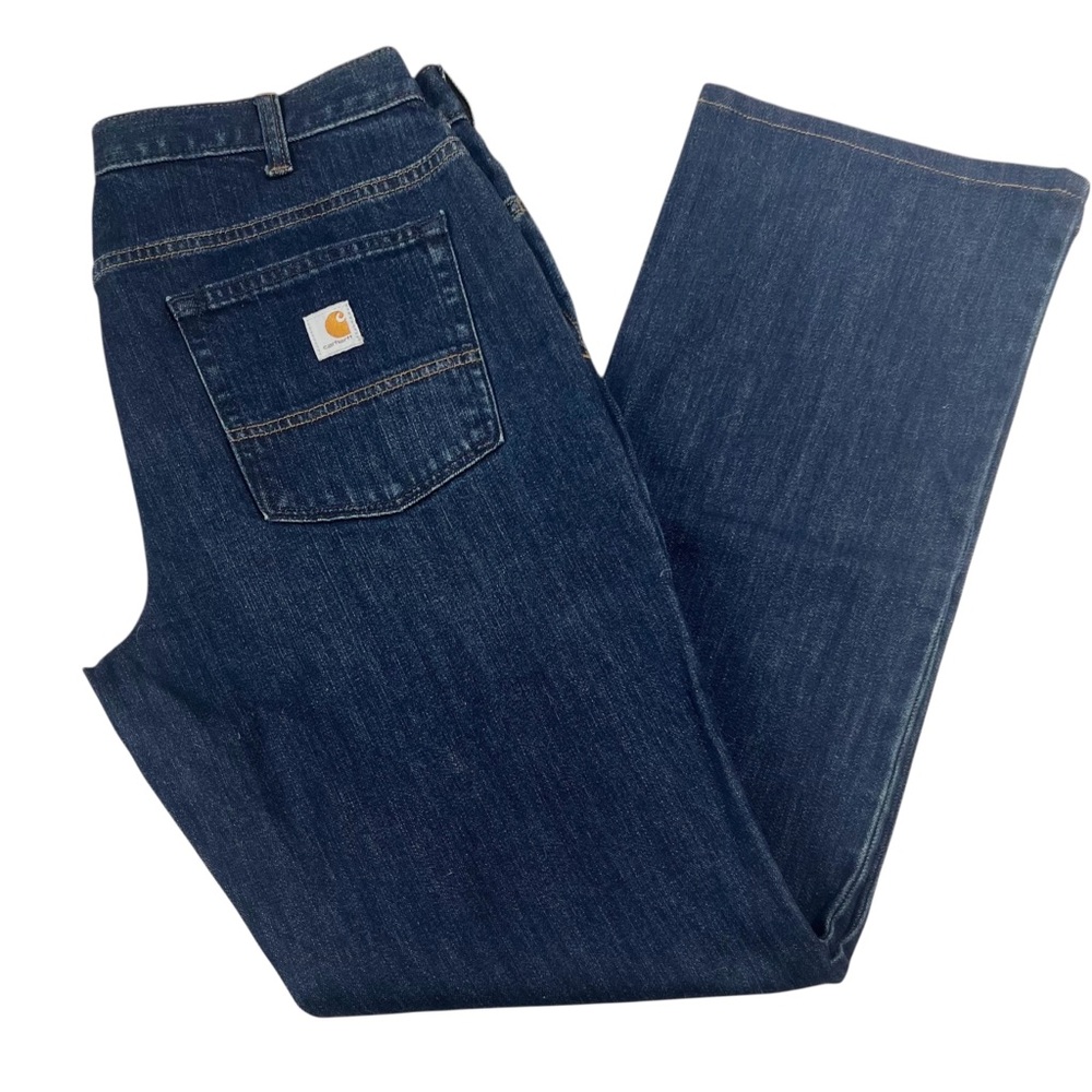 Carhartt Loose Fit Denim Jeans 12 Reg Dark Wash Rugged Flex Work Wear BD2731-W